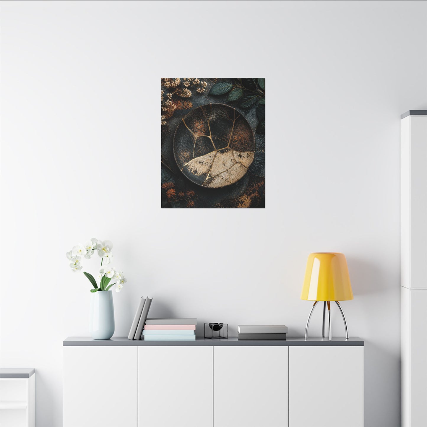 Kintsugi Rust Patina in Dawn | Gold Repair Canvas Art