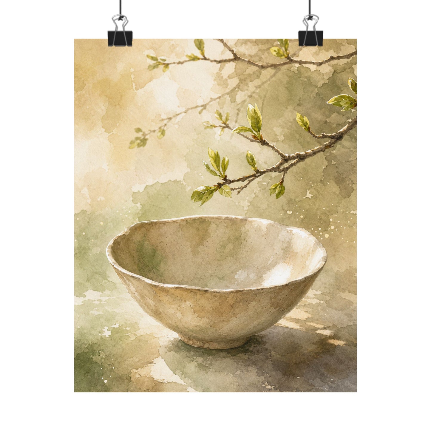 Neutral Ceramic Bowl Wall Art Print - Watercolor Japandi