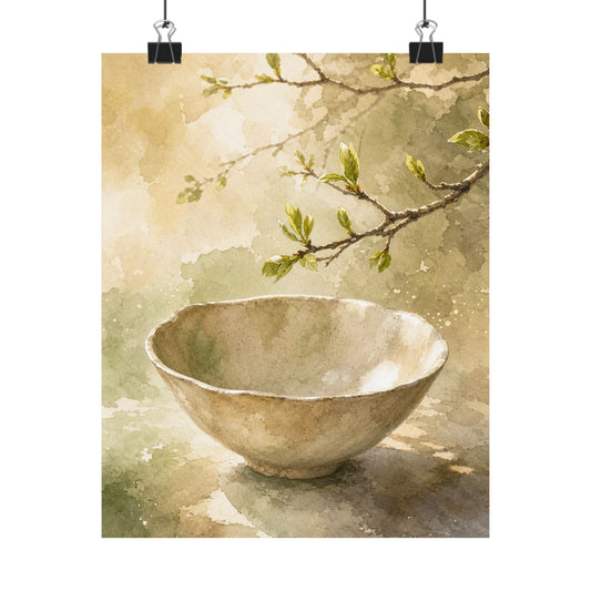 Neutral Ceramic Bowl Wall Art Print - Watercolor Japandi