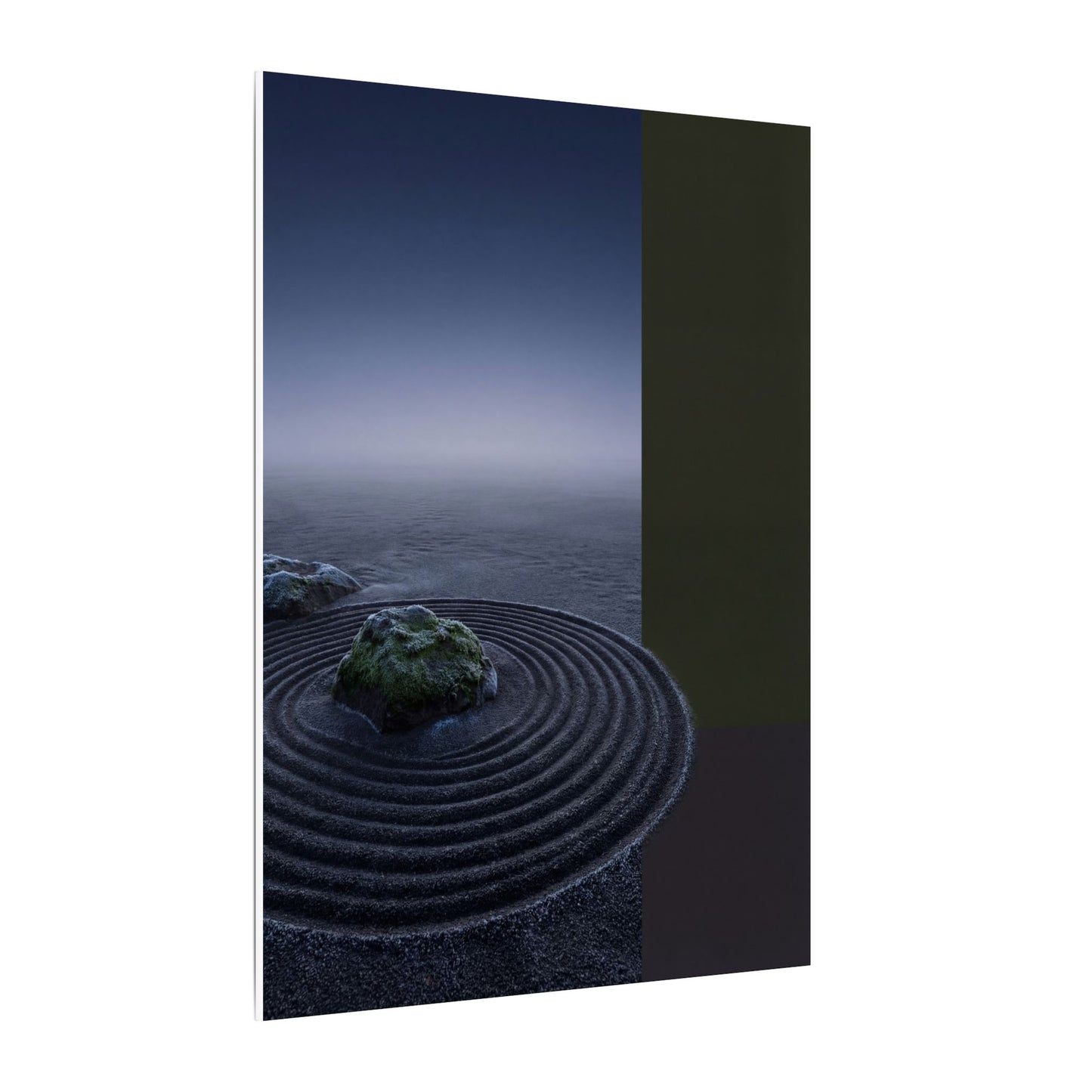 Ma Rock Garden Canvas Art - Dark Japandi Moody Minimal