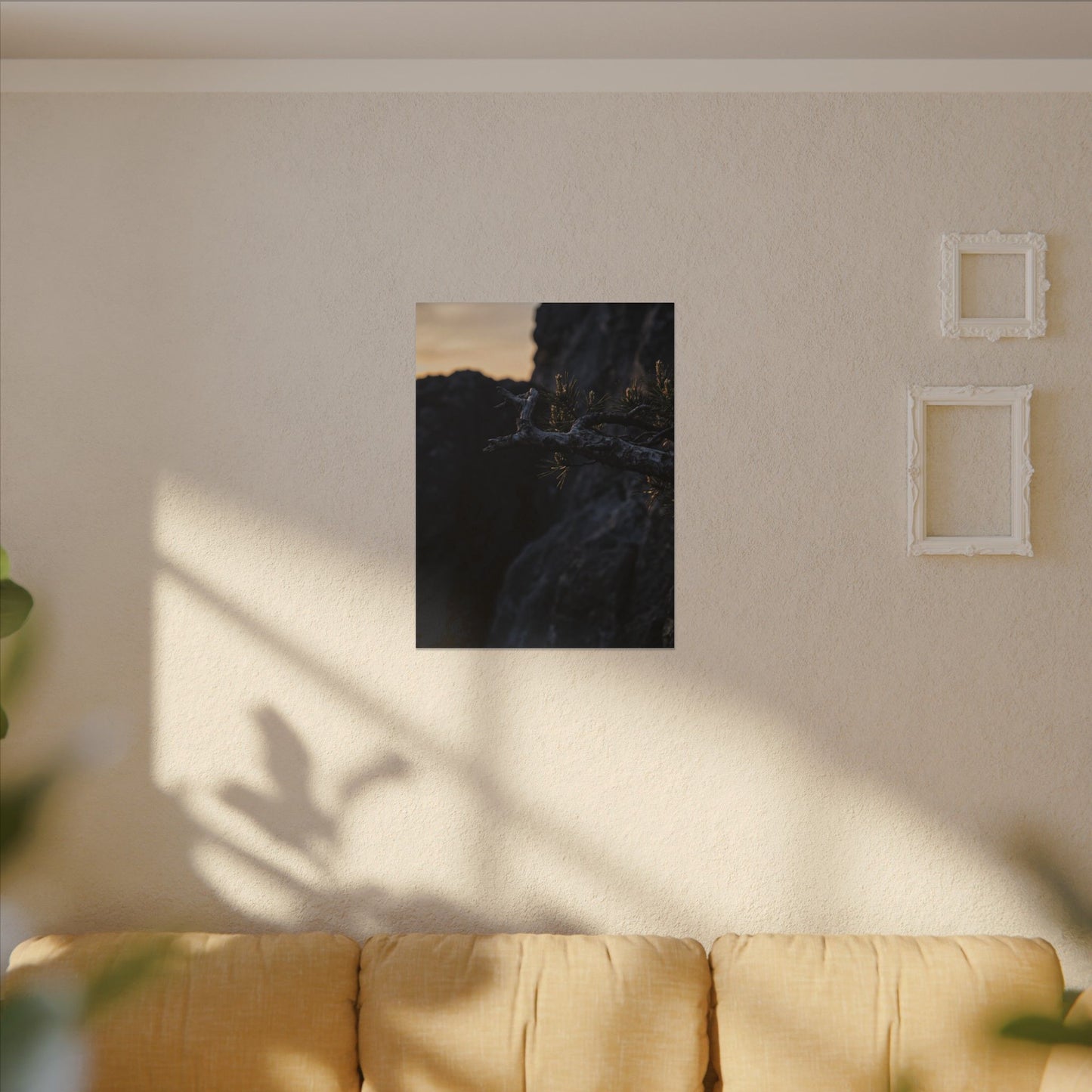 Pine Tree Moody Minimal Canvas Art | Sophisticated Dark Japandi Art