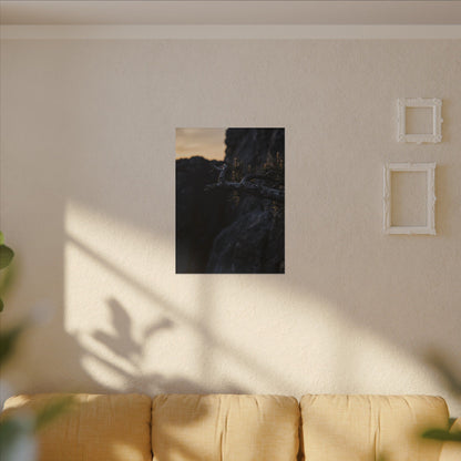 Pine Tree Moody Minimal Canvas Art | Sophisticated Dark Japandi Art