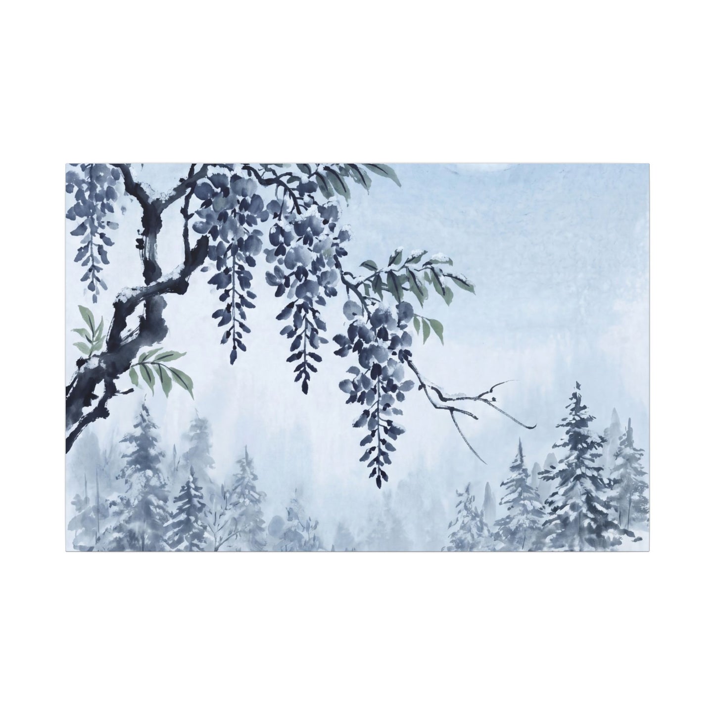 Seijaku Wisteria Canvas Art - Zen Sumi E Art Print