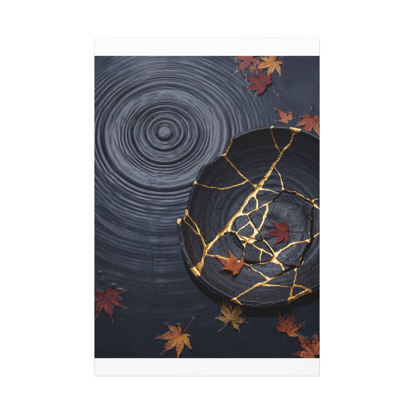 Philosophical Water Ripple Canvas Art - Gold Repair Kintsugi