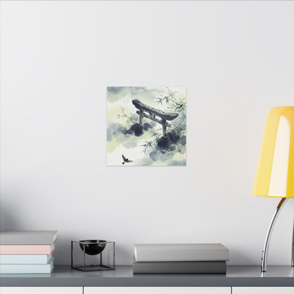 Torii Gate Sumi E Canvas Art | Serene Zen Art