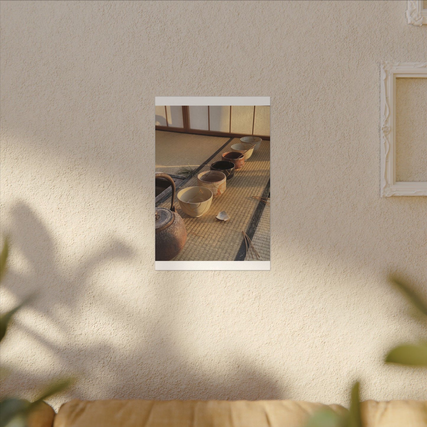 Kintsugi Tea Ceremony in Golden Hour | Gold Repair Canvas Art
