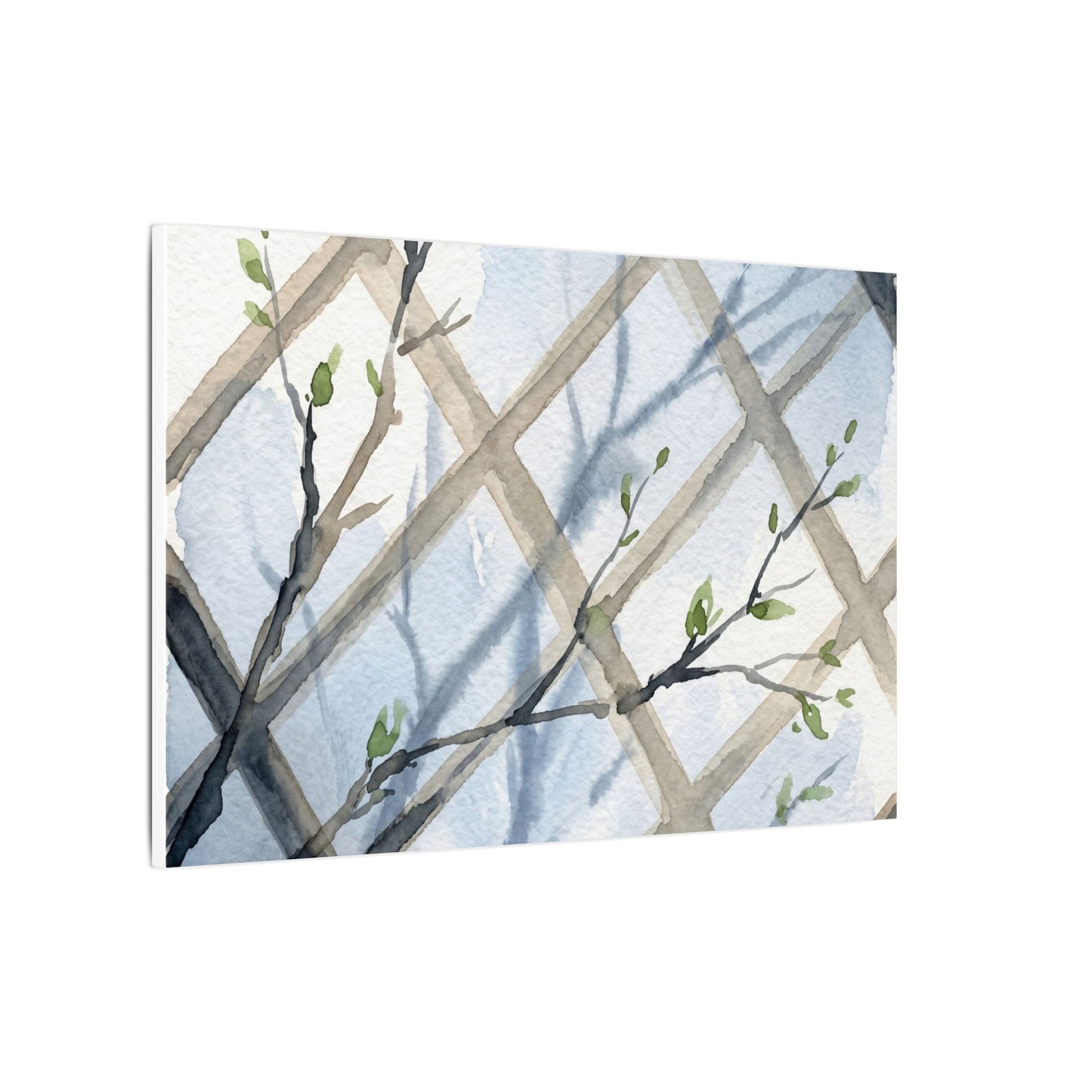 Shoji Screen Canvas Art | Spring Japandi Watercolor Art