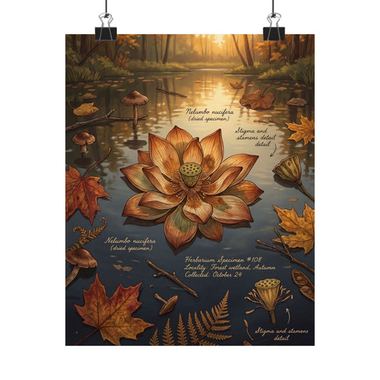 Lotus Flower Autumn Wall Art Print | Cottagecore Earthy Design