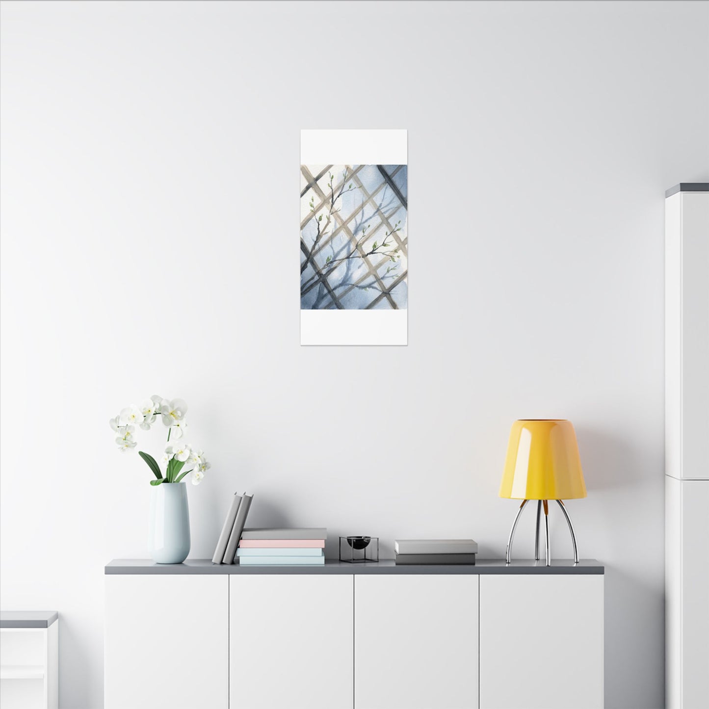 Shoji Screen Canvas Art | Spring Japandi Watercolor Art