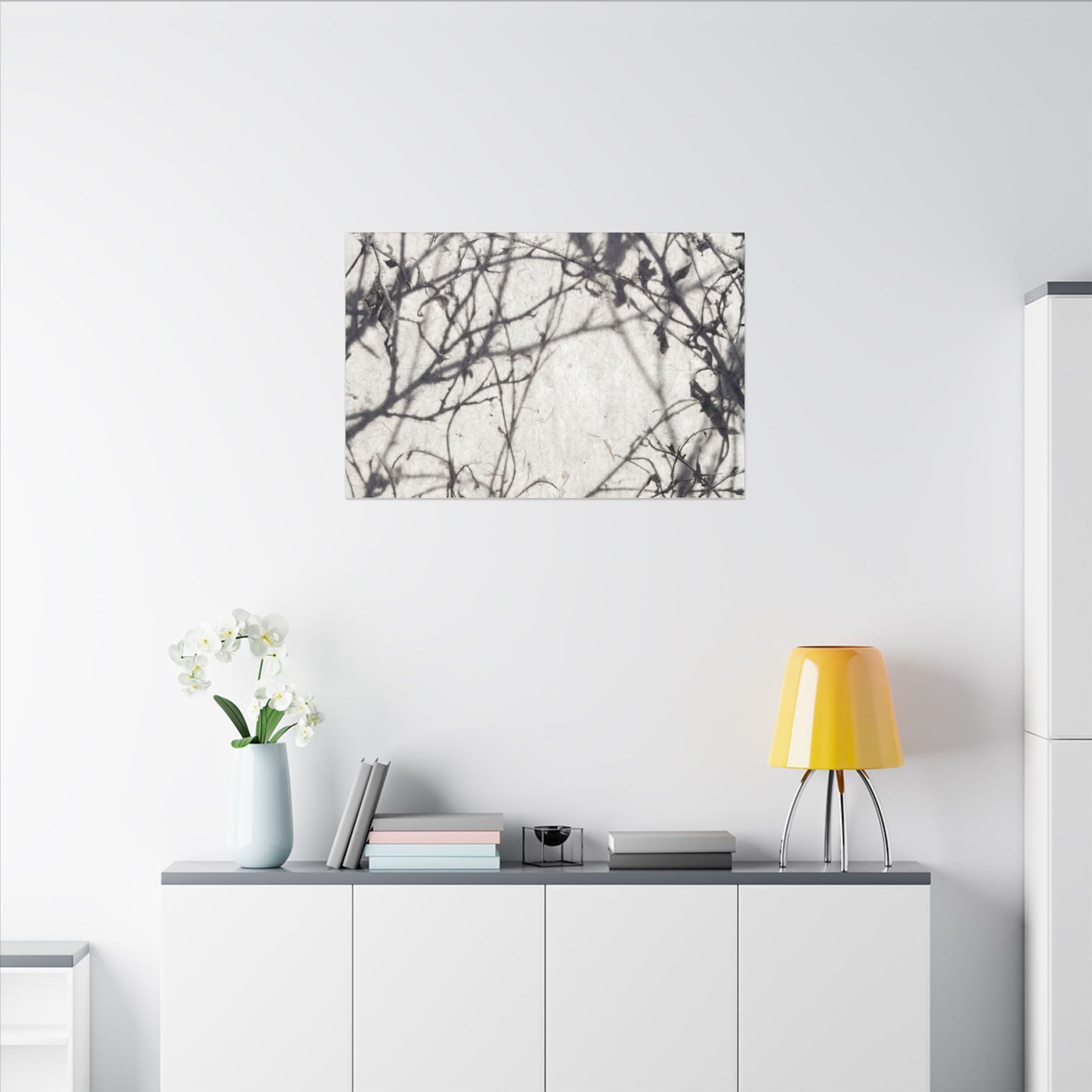 Winter Shadow Play Japanese Pattern Canvas Art | Elegant Decor