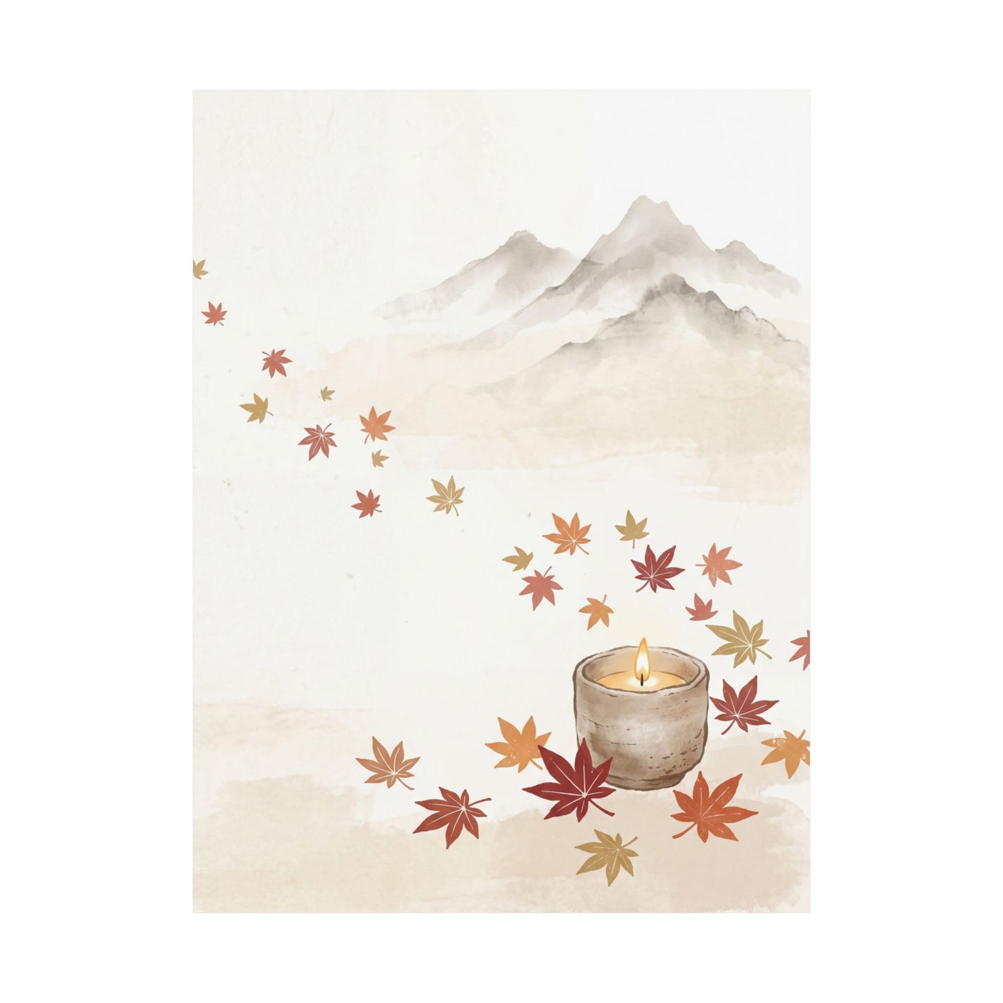 Mountain Mist Wall Art Print | Autumn Japandi Japanese Pattern Art