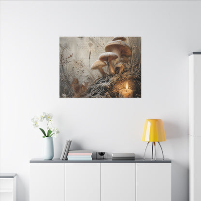 Wild Mushrooms Texture Canvas Art | Elegant Japandi Art
