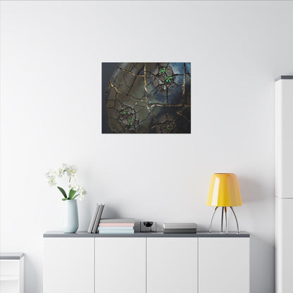 Dark Japandi Cracked Earth in Moonlight | Moody Minimal Canvas Art