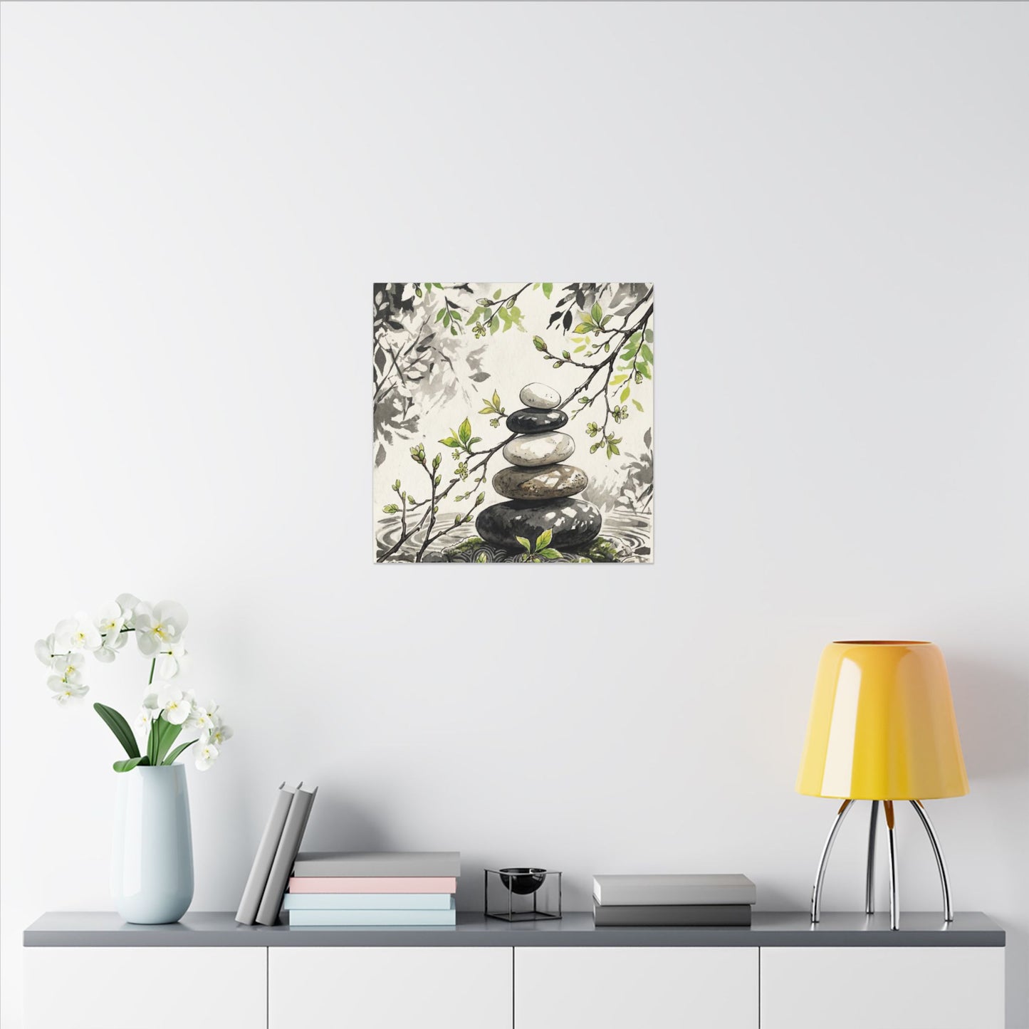Spring River Stones Japanese Pattern Canvas Art | Elegant Decor