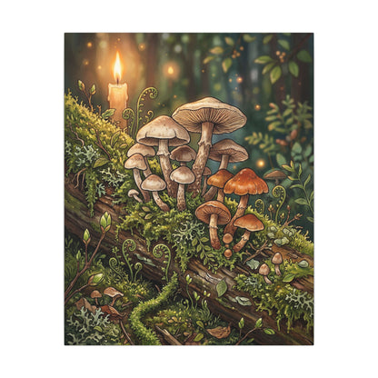 Spring Wild Mushrooms Herbarium Canvas Art | Rustic Decor