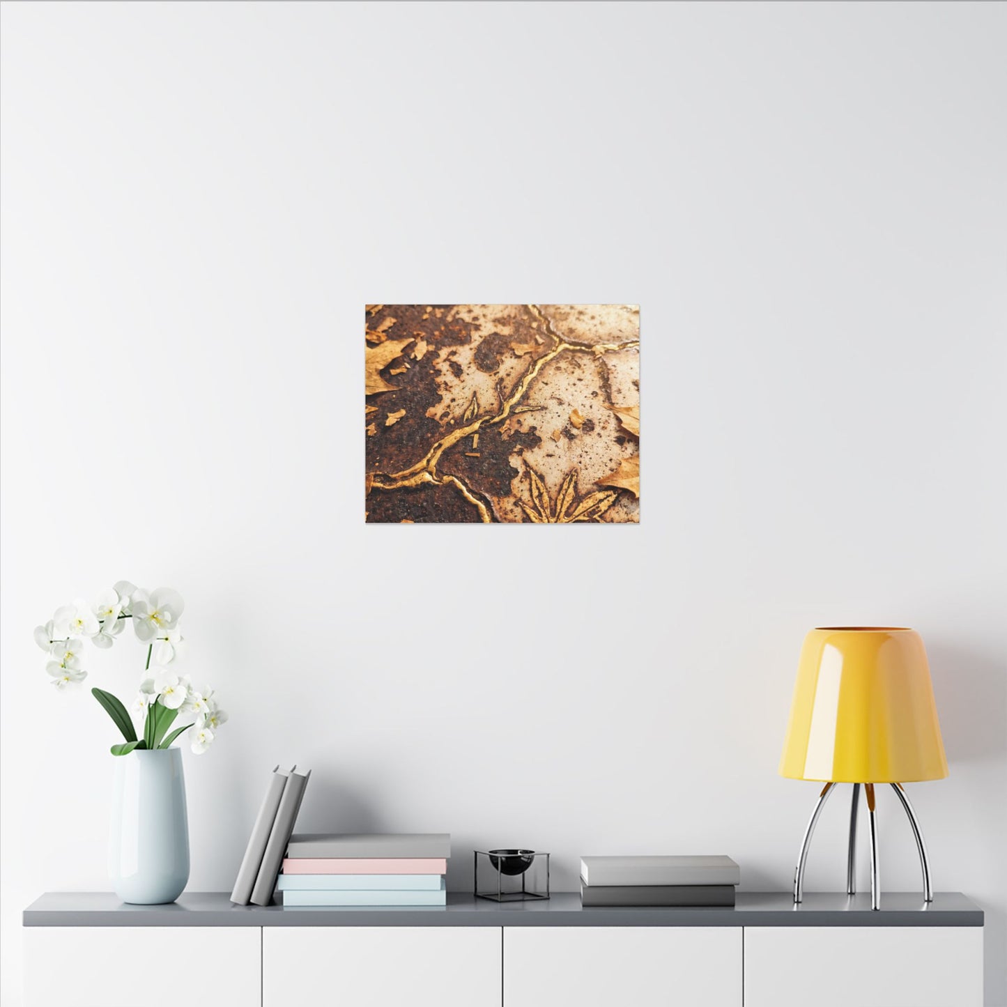 Kintsugi Rust Patina in Golden Hour | Gold Vein Canvas Art