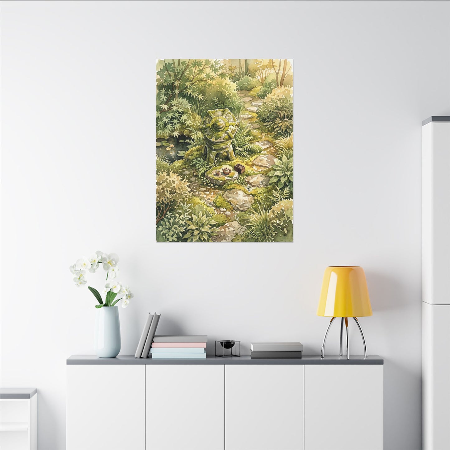 Datsuzoku Stone Lantern Canvas Art - Japandi Watercolor