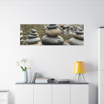 Zen River Stones in Dawn | Karesansui Canvas Art