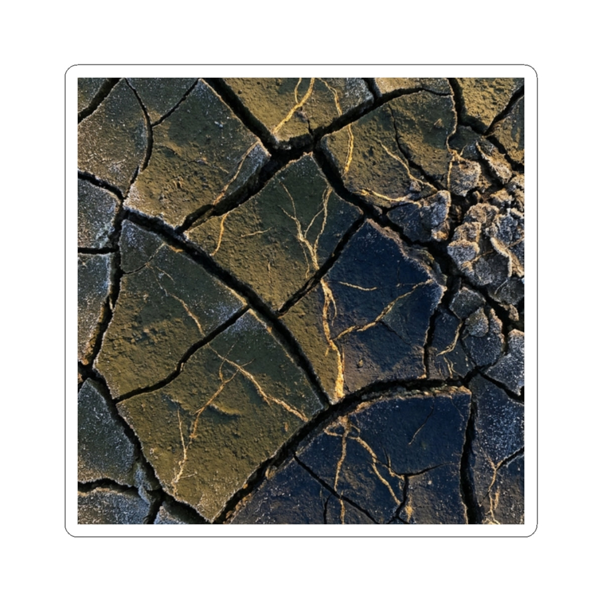 Moody Cracked Earth Sticker - Moody Minimal Dark Japandi Art Print