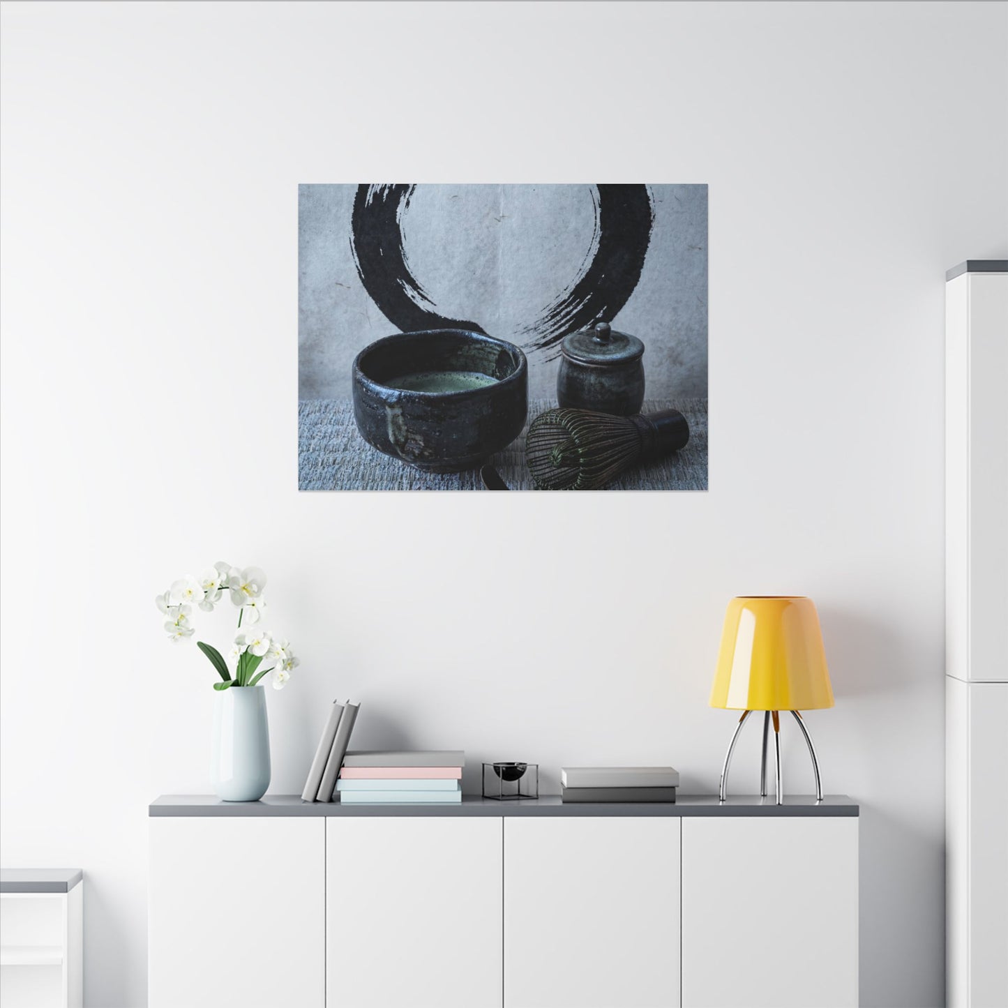 Tea Ceremony Canvas Art | Winter Zen Enso Art