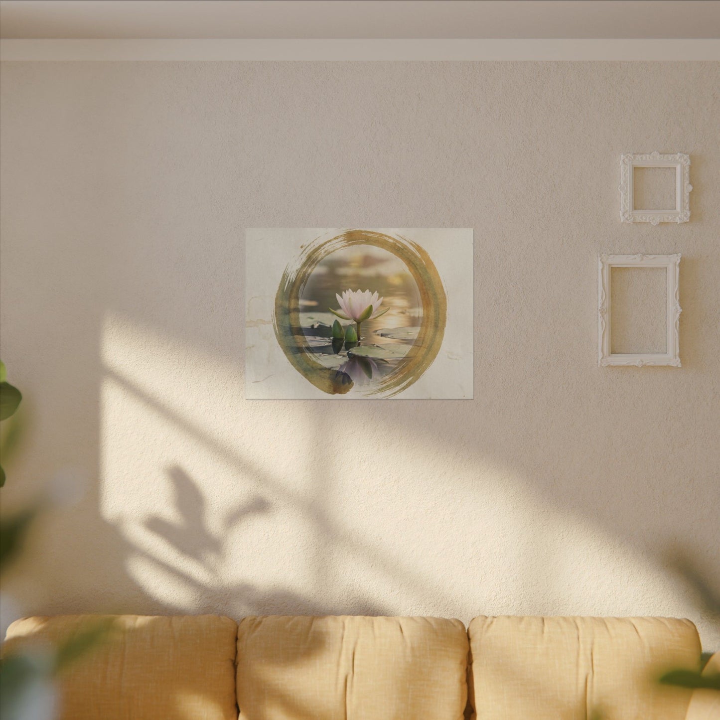 Peaceful Lotus Flower Canvas Art - Enso Zen