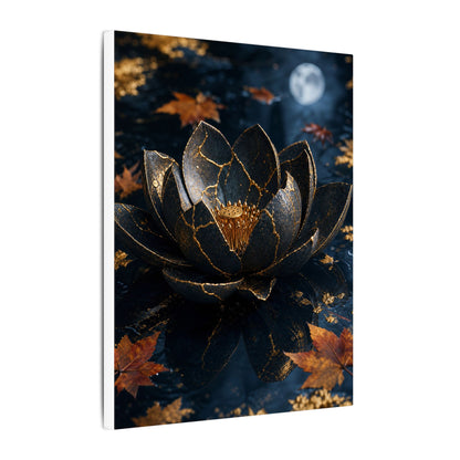Moonlight Lotus Flower Canvas Art - Kintsugi Fukinsei