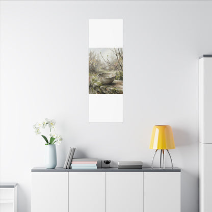 Japandi Ceramic Bowl in Overcast | Minimal Line Canvas Art