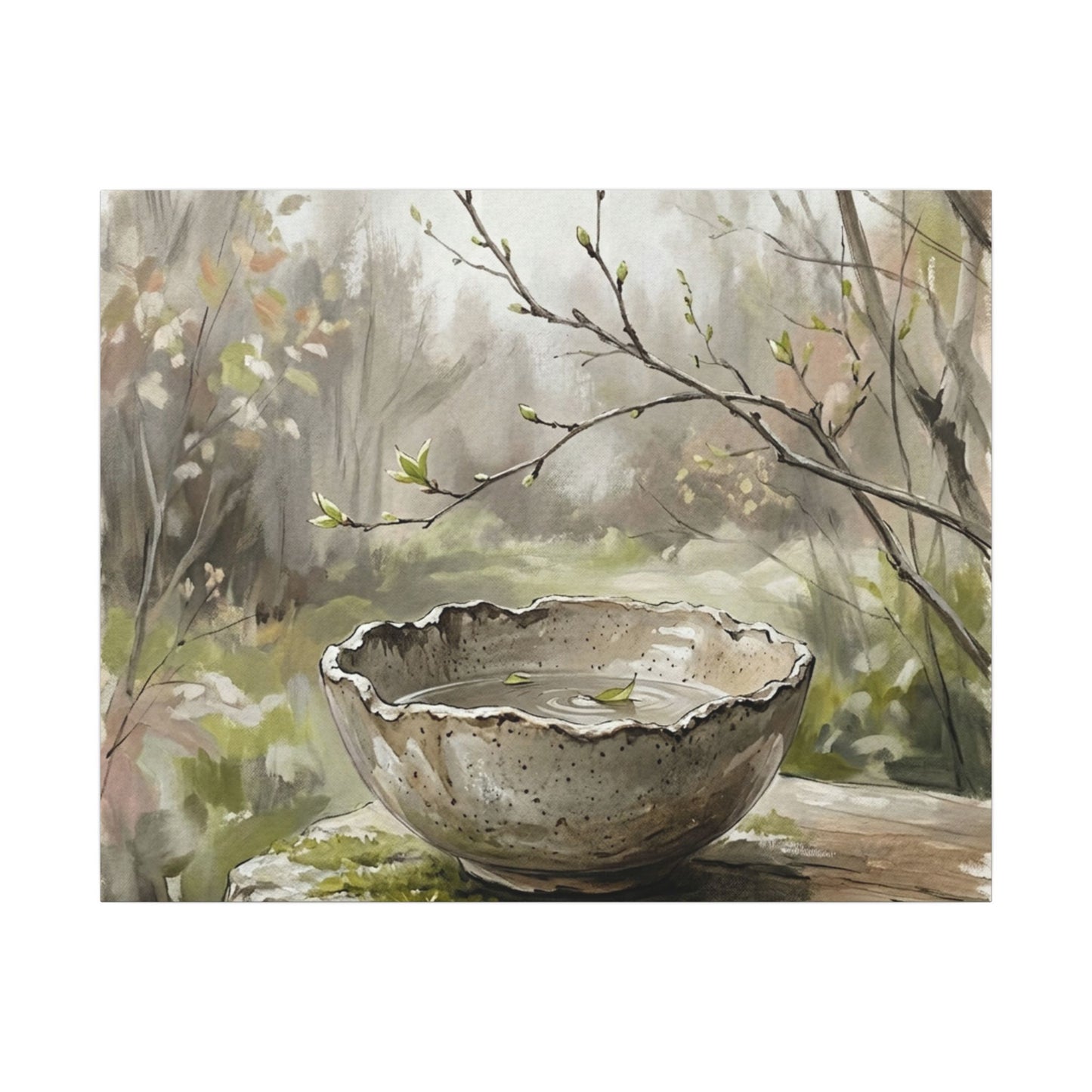 Japandi Ceramic Bowl in Overcast | Minimal Line Canvas Art