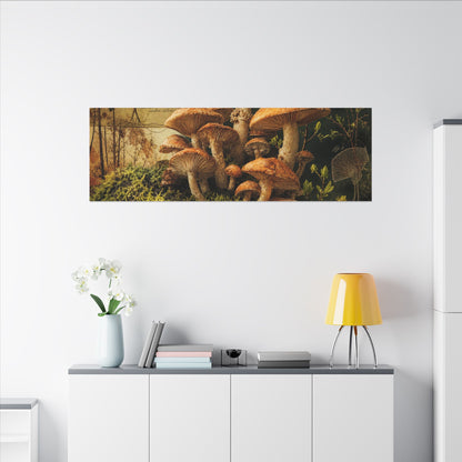 Spring Wild Mushrooms Herbarium Canvas Art | Earthy Decor