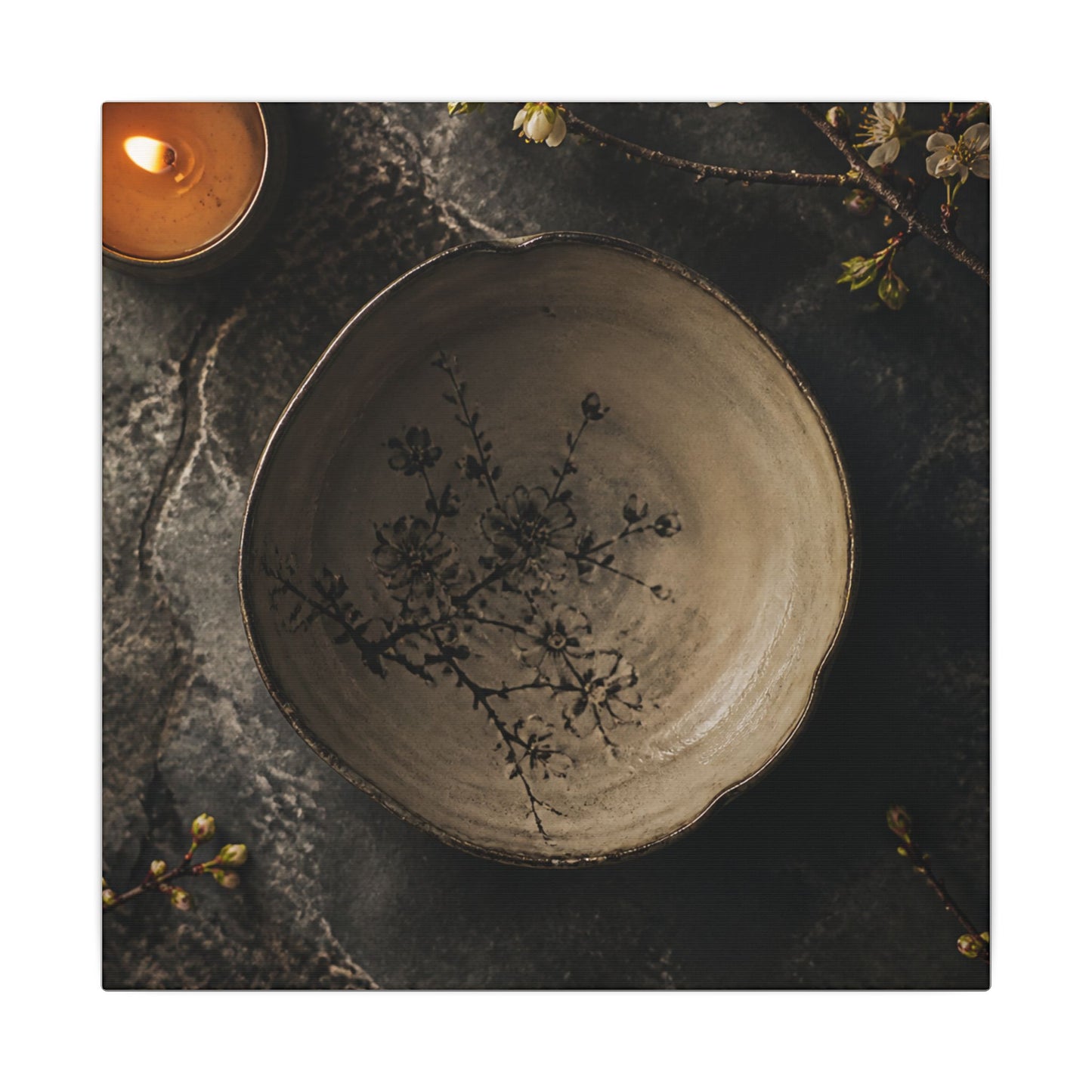 Ceramic Bowl Spring Canvas Art | Japandi Earthy Design