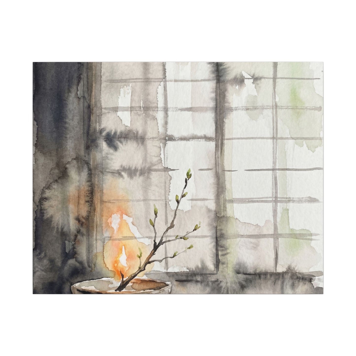 Shoji Screen Canvas Art | Spring Japandi Watercolor Art
