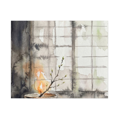 Shoji Screen Canvas Art | Spring Japandi Watercolor Art