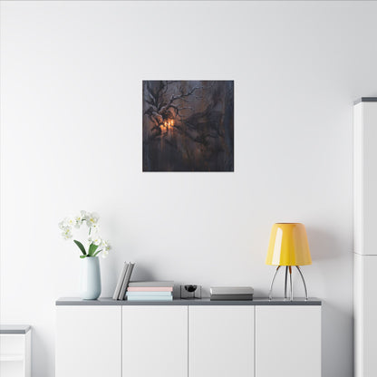 Winter Rust Patina Charcoal Ink Canvas Art | Atmospheric Decor