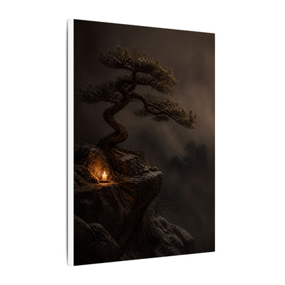Pine Tree Shadow Zen Canvas Art | Luxurious Dark Japandi Art