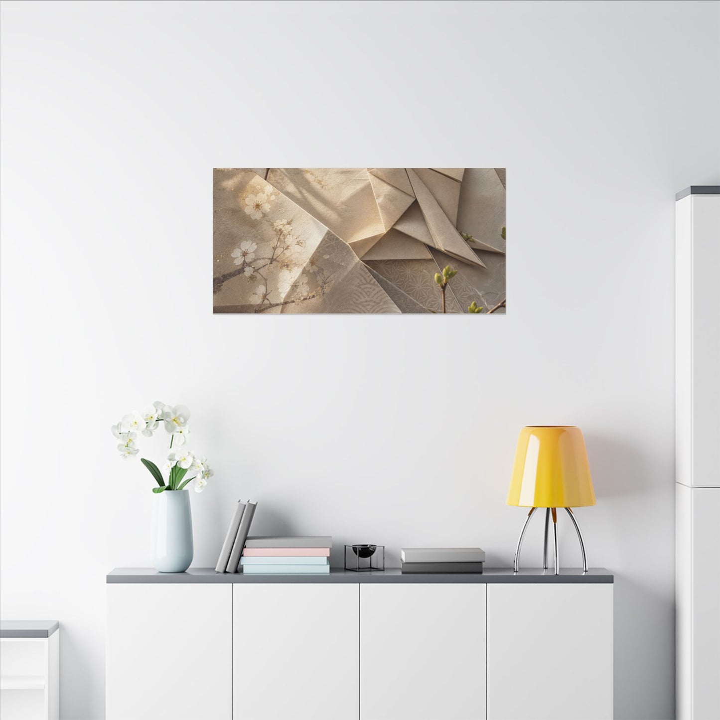 Golden Hour Paper Fold Canvas Art - Japandi Fukinsei