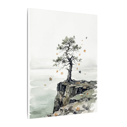 Japandi Pine Tree in Overcast | Watercolor Canvas Art
