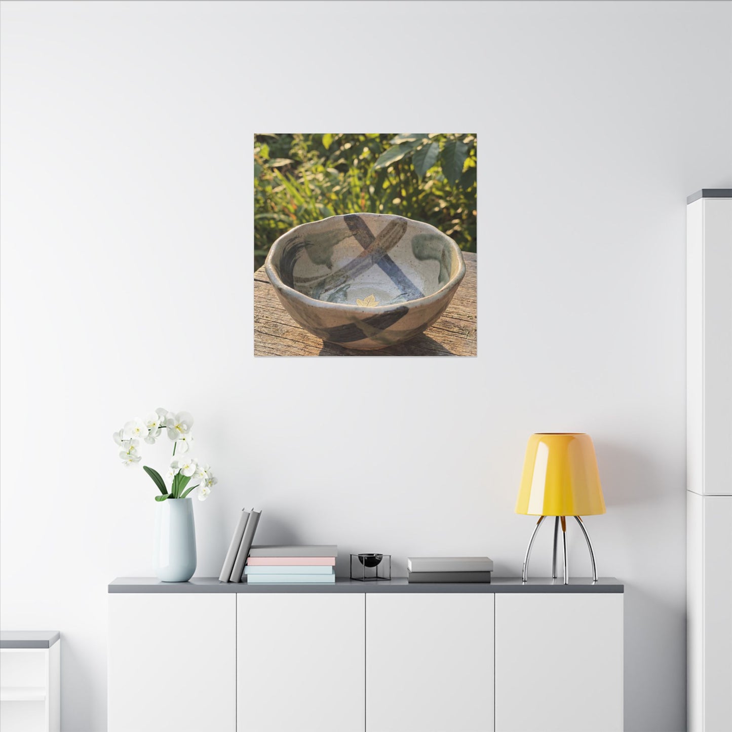 Earthy Ceramic Bowl Canvas Art - Japanese Pattern Japandi