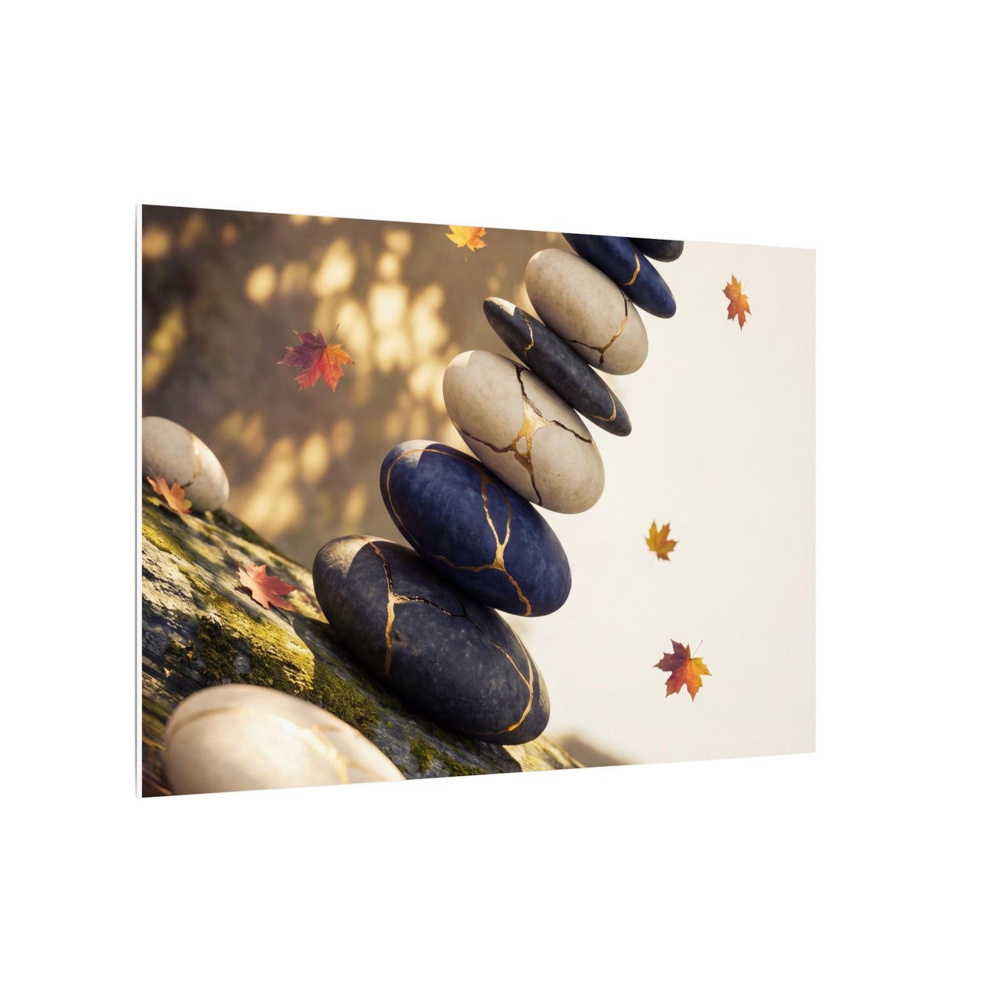 Ma River Stones Canvas Art - Kintsugi Gold Vein