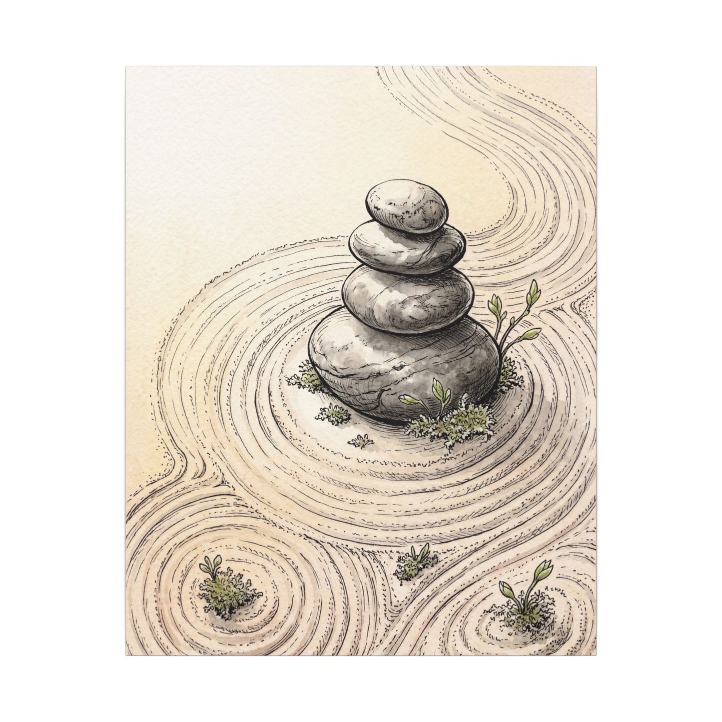River Stones Spring Canvas Art | Zen Serene Design