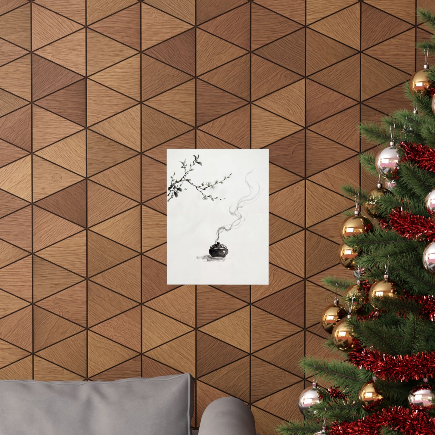 Ma Incense Smoke Wall Art Print - Zen Sumi E