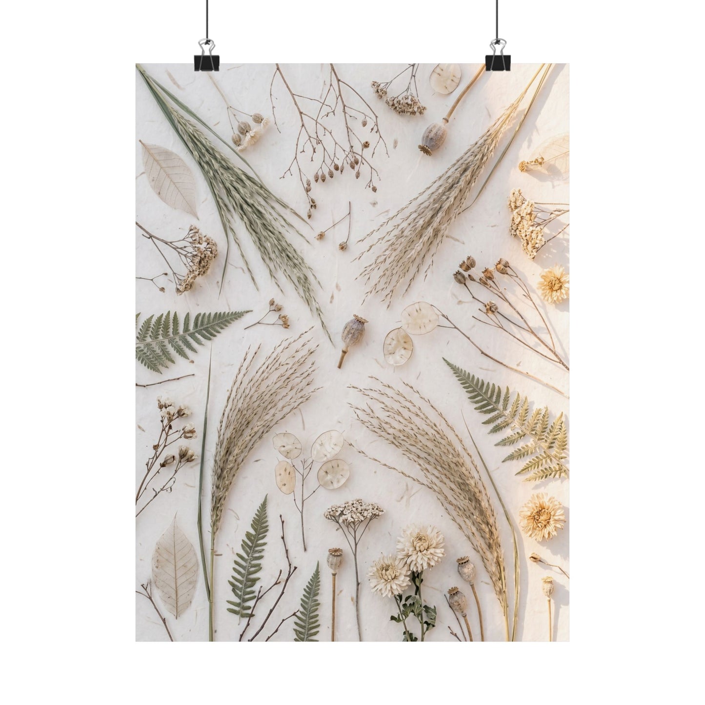 Cozy Dried Flowers Wall Art Print - Japanese Pattern Japandi