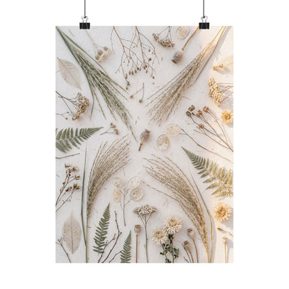 Cozy Dried Flowers Wall Art Print - Japanese Pattern Japandi