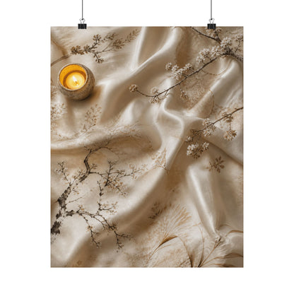 Warm Silk Drape Wall Art Print - Japanese Pattern Japandi