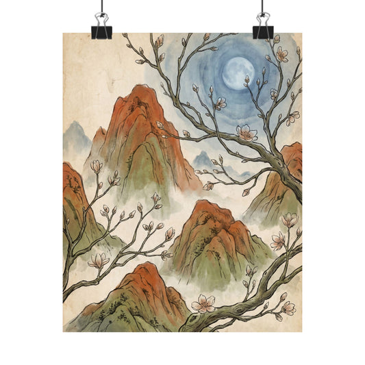 Nostalgic Mountain Mist Wall Art Print - Forest Whimsy Cottagecore Art Print