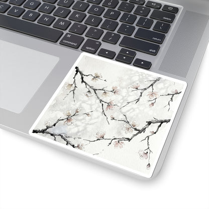 Cherry Blossom Watercolor Sticker | Warm Japandi Art Art Print