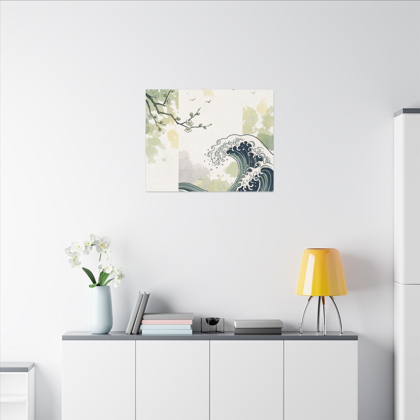 Spring Ocean Wave Ukiyo E Inspired Canvas Art | Serene Decor