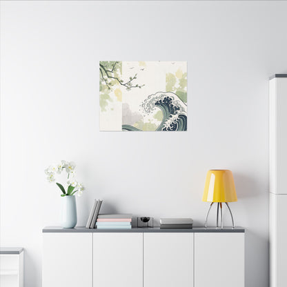 Spring Ocean Wave Ukiyo E Inspired Canvas Art | Serene Decor