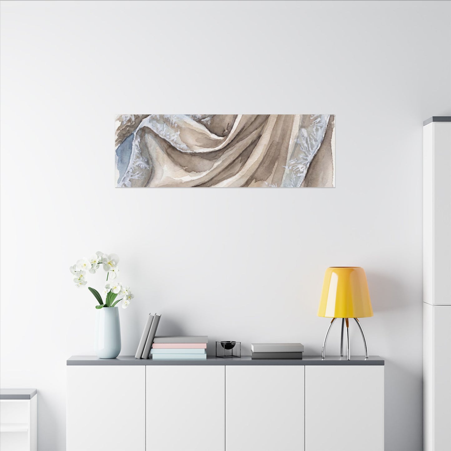 Silk Drape Winter Canvas Art | Japandi Cozy Design
