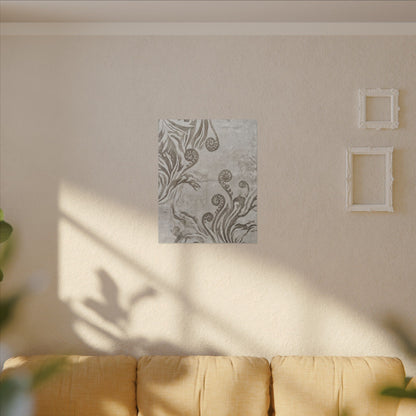 Japandi Fern Unfurling in Overcast | Japanese Pattern Canvas Art