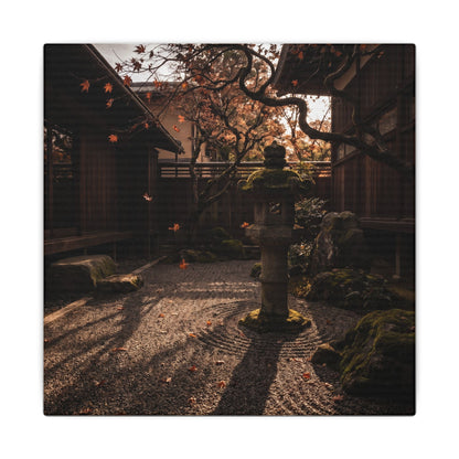 Seijaku Stone Lantern Canvas Art - Dark Japandi Shadow Zen